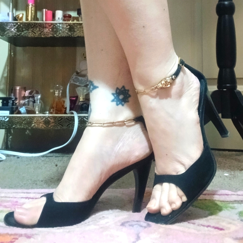 🖤 Gucci Vintage Leopard Chain Heels | Black Suede Gold Ankle Strap RARE Sz 7 🐆